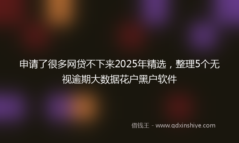 申请了很多网贷不下来2025年精选,整理5个无视逾期大数据花户黑户软件