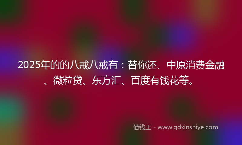 2025年的的八戒八戒有：替你还、中原消费金融、微粒贷、东方汇、百度有钱花等。