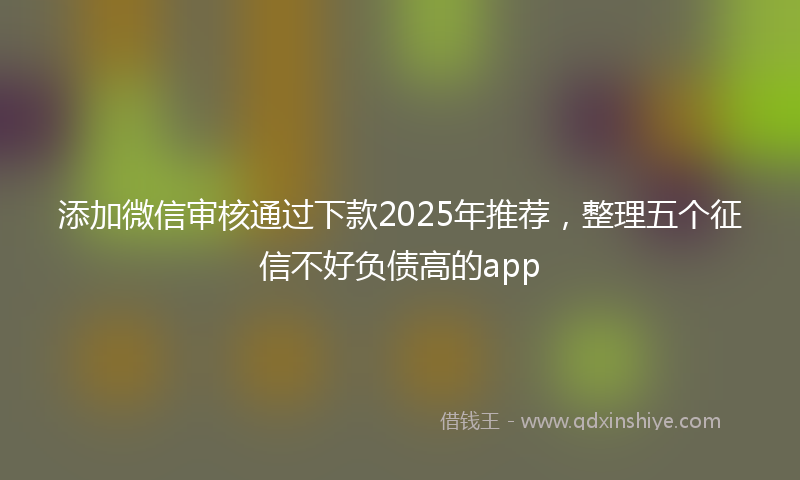 添加微信审核通过下款2025年推荐，整理五个征信不好负债高的app