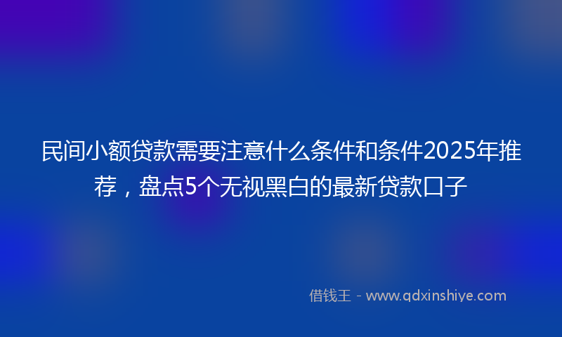 民间小额贷款需要注意什么条件和条件2025年推荐，盘点5个无视黑白的最新贷款口子