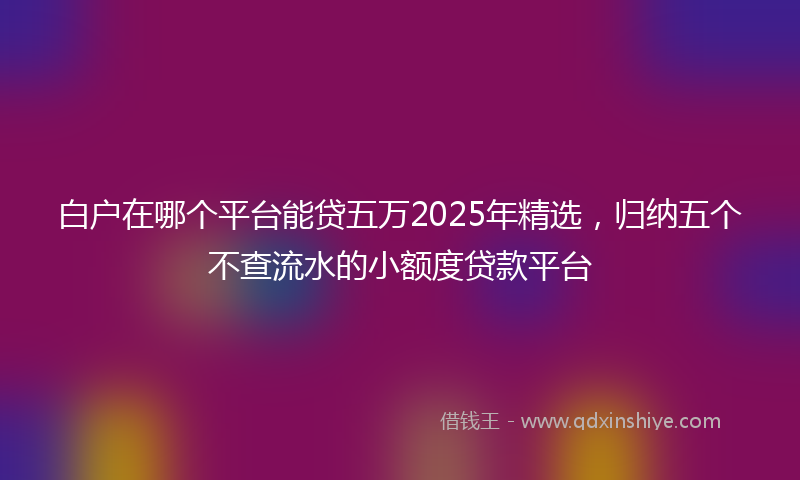 白户在哪个平台能贷五万2025年精选,归纳五个不查流水的小额度贷款平台