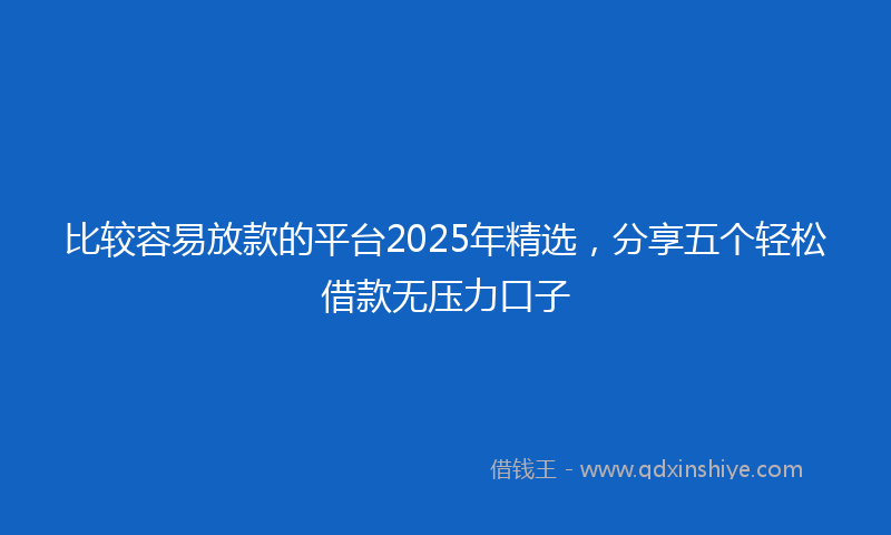 比较容易放款的平台2025年精选，分享五个轻松借款无压力口子