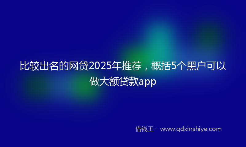 比较出名的网贷2025年推荐,概括5个黑户可以做大额贷款app