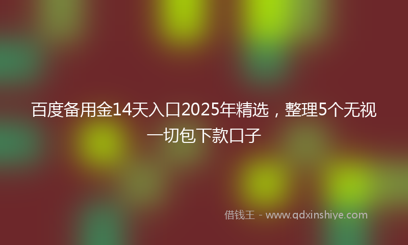 百度备用金14天入口2025年精选，整理5个无视一切包下款口子