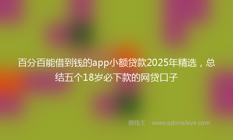 百分百能借到钱的app小额贷款2025年精选，总结五个18岁必下款的网贷口子