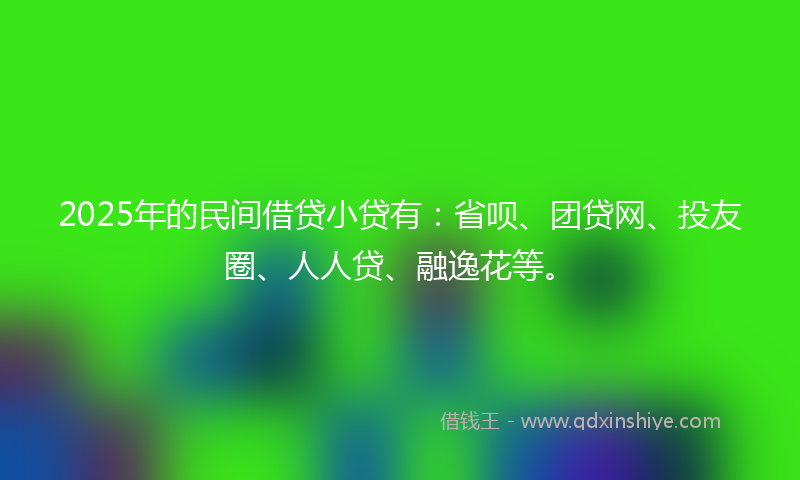 2025年的民间借贷小贷有：省呗、团贷网、投友圈、人人贷、融逸花等。