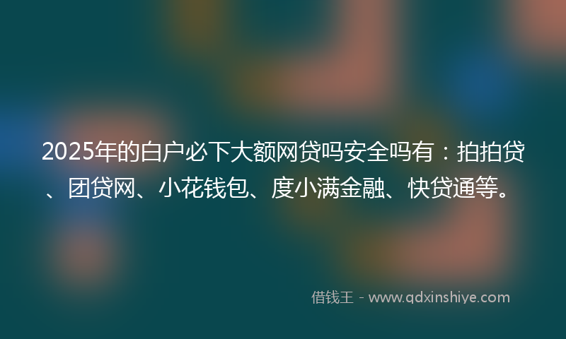 2025年的白户必下大额网贷吗安全吗有：拍拍贷、团贷网、小花钱包、度小满金融、快贷通等。