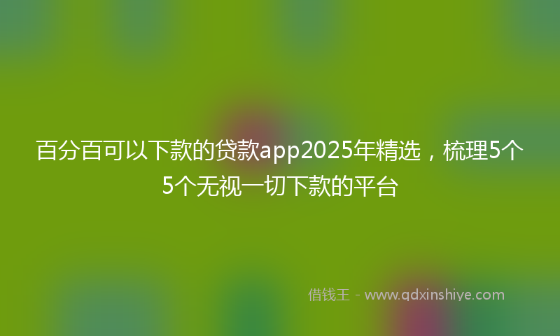 百分百可以下款的贷款app2025年精选，梳理5个5个无视一切下款的平台