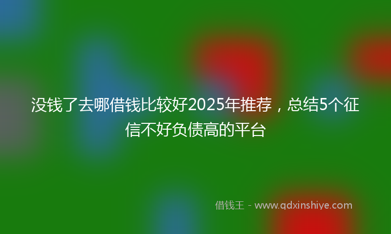 没钱了去哪借钱比较好2025年推荐，总结5个征信不好负债高的平台