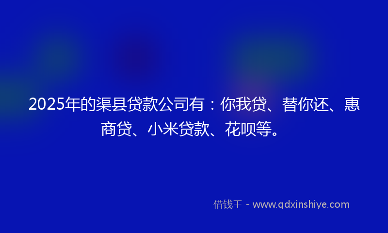 2025年的渠县贷款公司有：你我贷、替你还、惠商贷、小米贷款、花呗等。