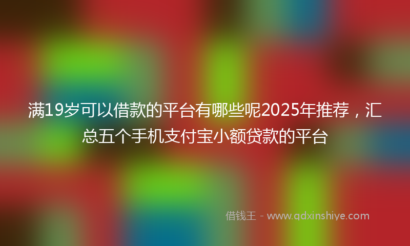 满19岁可以借款的平台有哪些呢2025年推荐，汇总五个手机支付宝小额贷款的平台