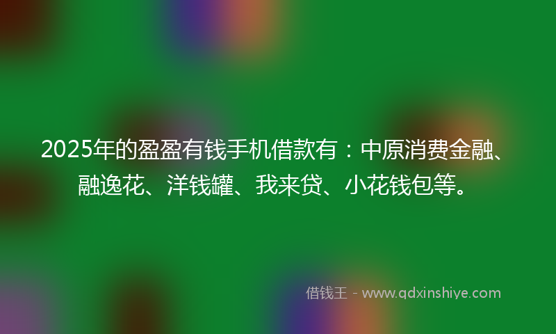 2025年的盈盈有钱手机借款有：中原消费金融、融逸花、洋钱罐、我来贷、小花钱包等。