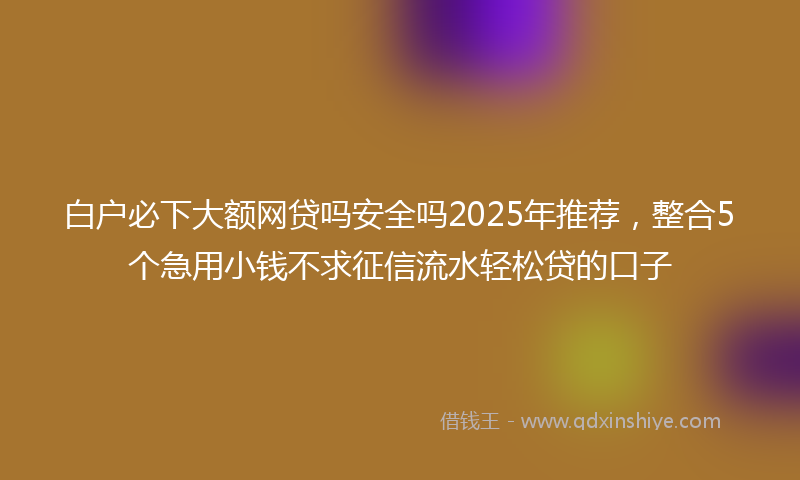 白户必下大额网贷吗安全吗2025年推荐，整合5个急用小钱不求征信流水轻松贷的口子