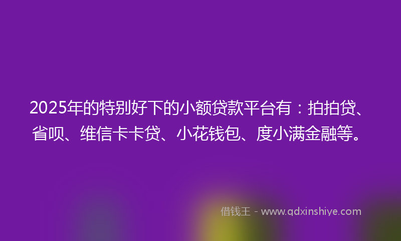 2025年的特别好下的小额贷款平台有：拍拍贷、省呗、维信卡卡贷、小花钱包、度小满金融等。