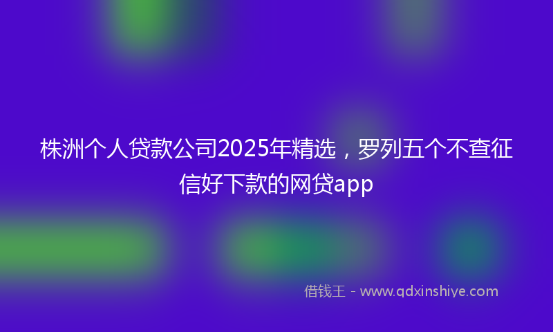 株洲个人贷款公司2025年精选，罗列五个不查征信好下款的网贷app