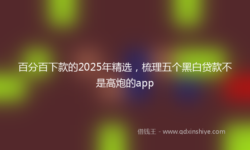 百分百下款的2025年精选，梳理五个黑白贷款不是高炮的app
