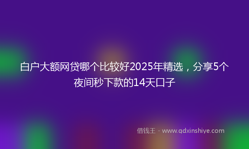 白户大额网贷哪个比较好2025年精选，分享5个夜间秒下款的14天口子