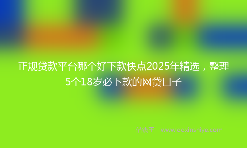 正规贷款平台哪个好下款快点2025年精选，整理5个18岁必下款的网贷口子