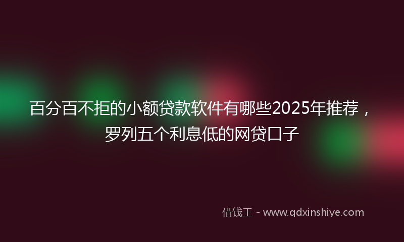 百分百不拒的小额贷款软件有哪些2025年推荐，罗列五个利息低的网贷口子