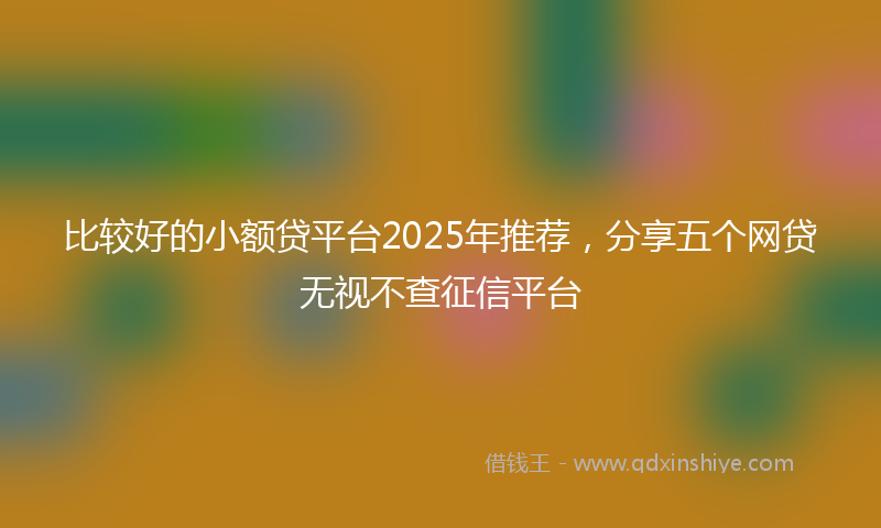 比较好的小额贷平台2025年推荐，分享五个网贷无视不查征信平台