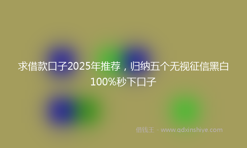 求借款口子2025年推荐，归纳五个无视征信黑白100%秒下口子