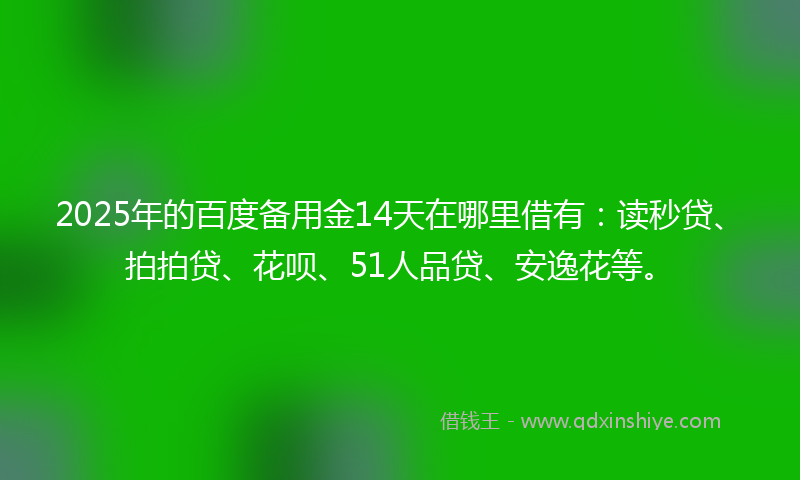 2025年的百度备用金14天在哪里借有：读秒贷、拍拍贷、花呗、51人品贷、安逸花等。