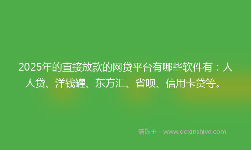 2025年的直接放款的网贷平台有哪些软件有：人人贷、洋钱罐、东方汇、省呗、信用卡贷等。