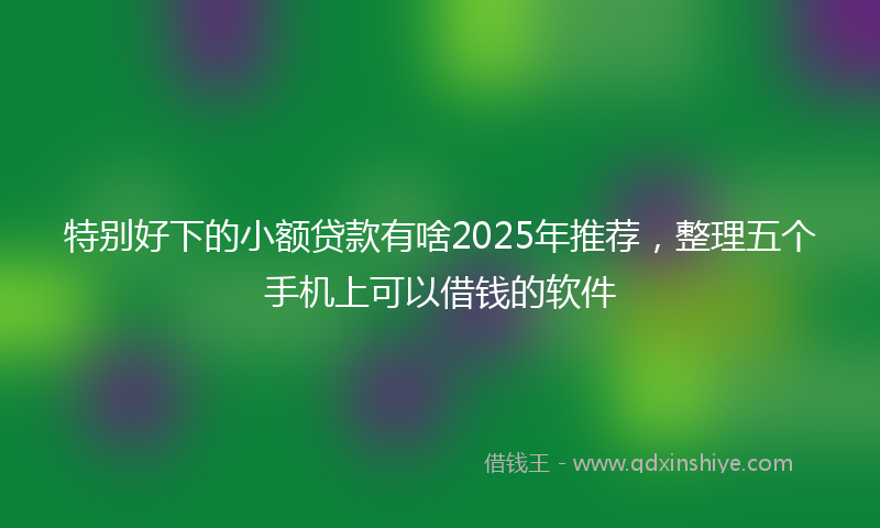 特别好下的小额贷款有啥2025年推荐，整理五个手机上可以借钱的软件