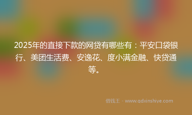 2025年的直接下款的网贷有哪些有：平安口袋银行、美团生活费、安逸花、度小满金融、快贷通等。