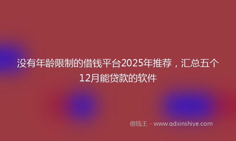 没有年龄限制的借钱平台2025年推荐，汇总五个12月能贷款的软件