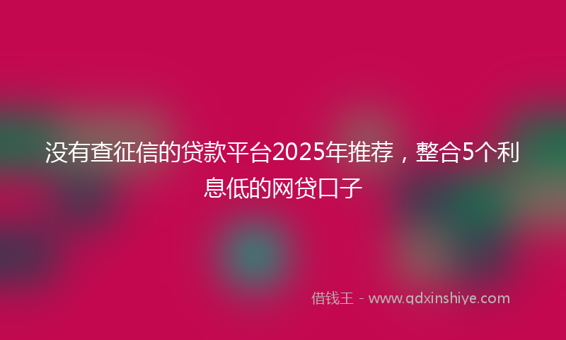 没有查征信的贷款平台2025年推荐，整合5个利息低的网贷口子
