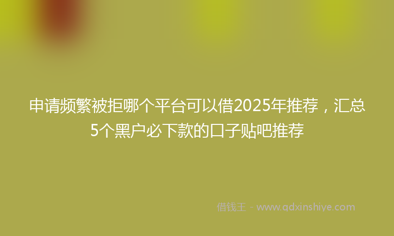 申请频繁被拒哪个平台可以借2025年推荐，汇总5个黑户必下款的口子贴吧推荐