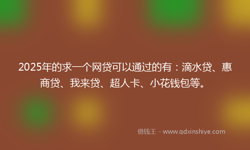 2025年的求一个网贷可以通过的有：滴水贷、惠商贷、我来贷、超人卡、小花钱包等。