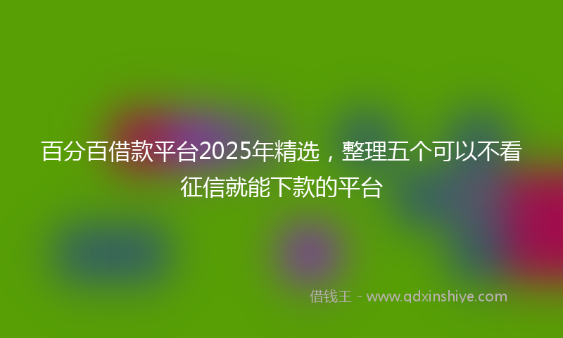 百分百借款平台2025年精选，整理五个可以不看征信就能下款的平台