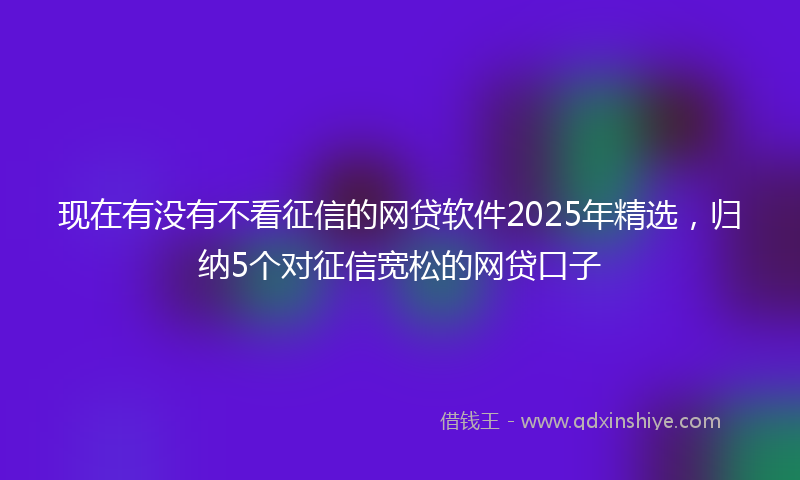 现在有没有不看征信的网贷软件2025年精选，归纳5个对征信宽松的网贷口子