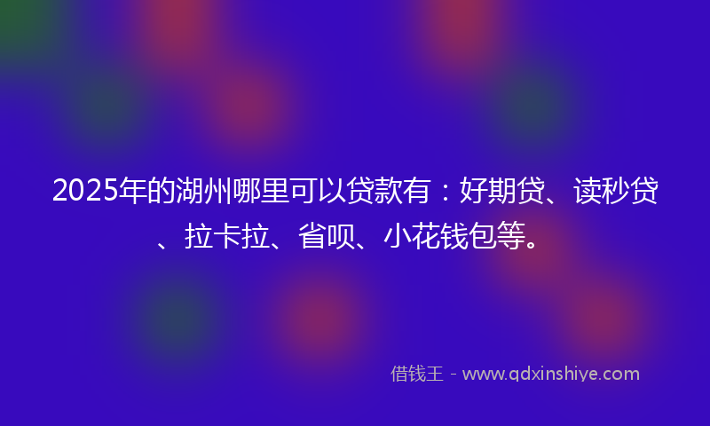 2025年的湖州哪里可以贷款有：好期贷、读秒贷、拉卡拉、省呗、小花钱包等。