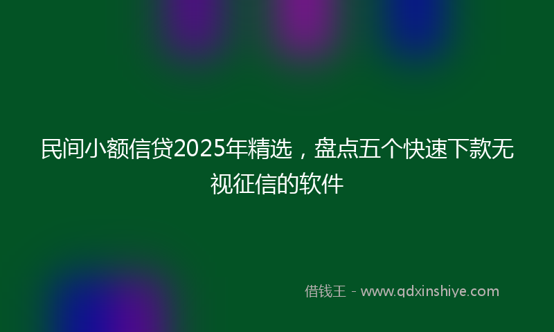 民间小额信贷2025年精选，盘点五个快速下款无视征信的软件