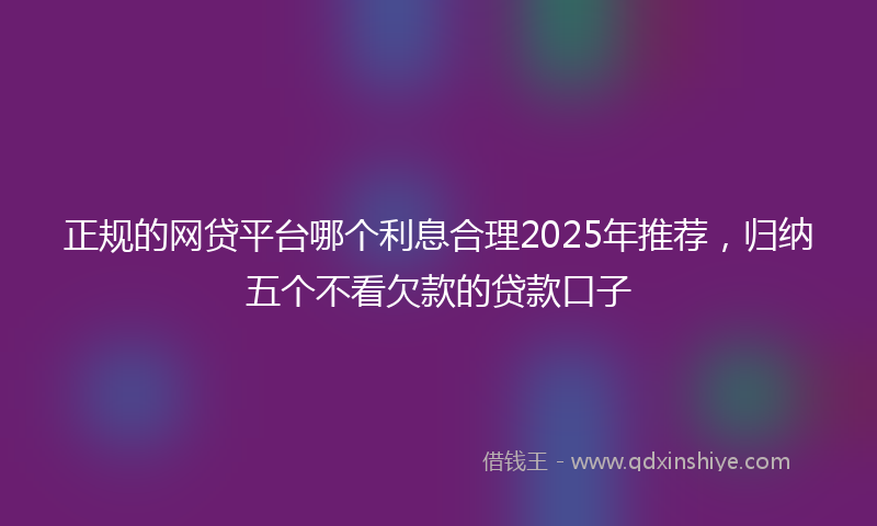 正规的网贷平台哪个利息合理2025年推荐，归纳五个不看欠款的贷款口子