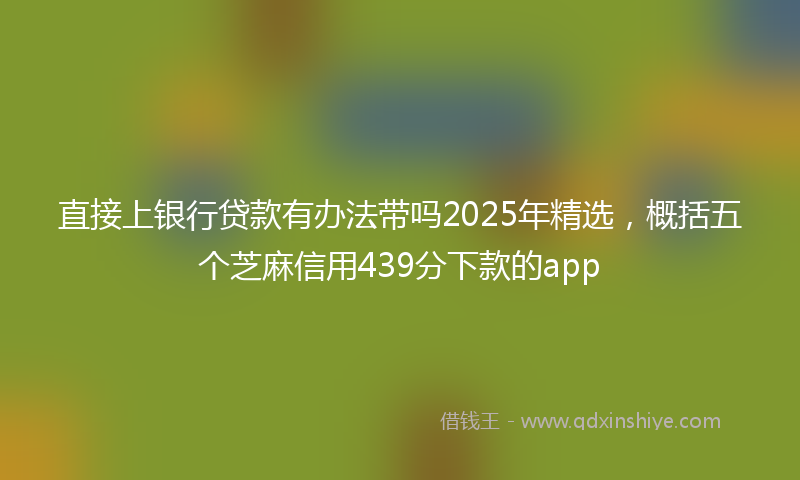 直接上银行贷款有办法带吗2025年精选，概括五个芝麻信用439分下款的app