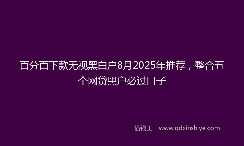 百分百下款无视黑白户8月2025年推荐,整合五个网贷黑户必过口子