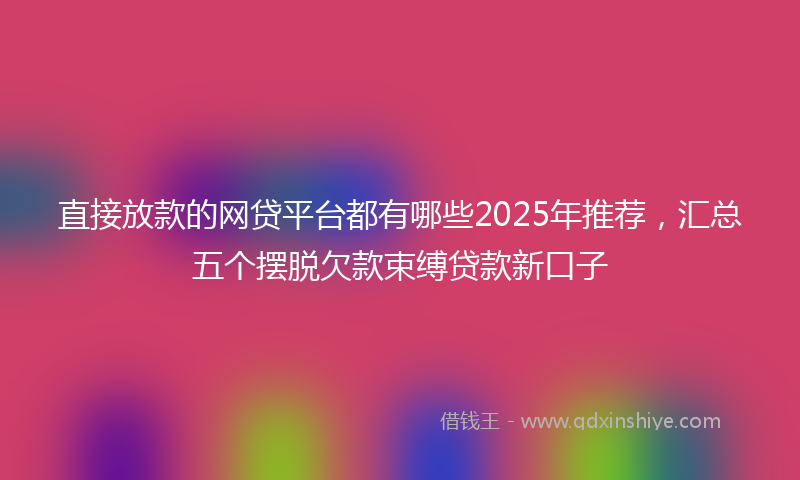 直接放款的网贷平台都有哪些2025年推荐，汇总五个摆脱欠款束缚贷款新口子