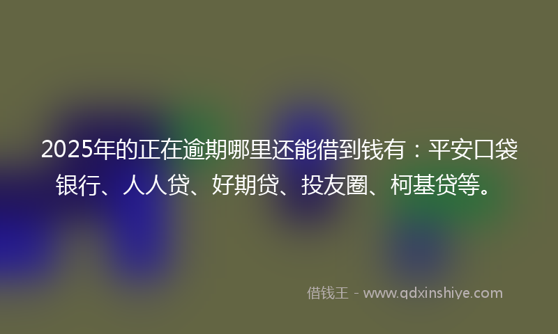 2025年的正在逾期哪里还能借到钱有：平安口袋银行、人人贷、好期贷、投友圈、柯基贷等。