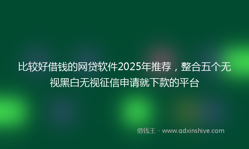 比较好借钱的网贷软件2025年推荐，整合五个无视黑白无视征信申请就下款的平台