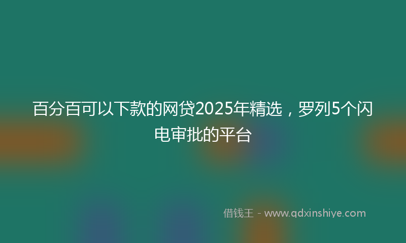 百分百可以下款的网贷2025年精选，罗列5个闪电审批的平台