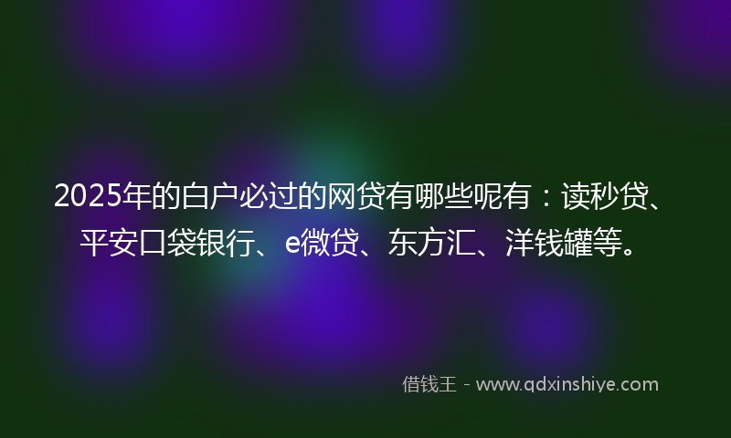 2025年的白户必过的网贷有哪些呢有：读秒贷、平安口袋银行、e微贷、东方汇、洋钱罐等。