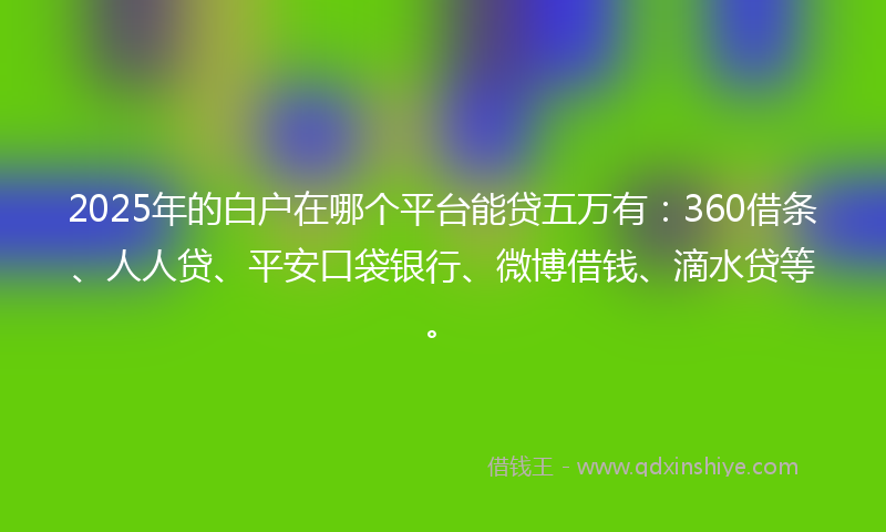 2025年的白户在哪个平台能贷五万有：360借条、人人贷、平安口袋银行、微博借钱、滴水贷等。