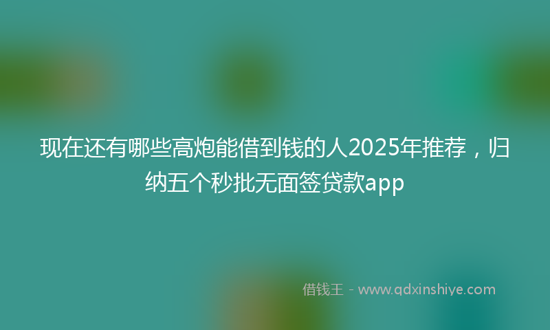 现在还有哪些高炮能借到钱的人2025年推荐，归纳五个秒批无面签贷款app
