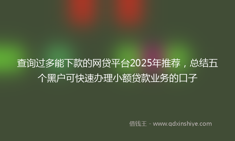 查询过多能下款的网贷平台2025年推荐，总结五个黑户可快速办理小额贷款业务的口子