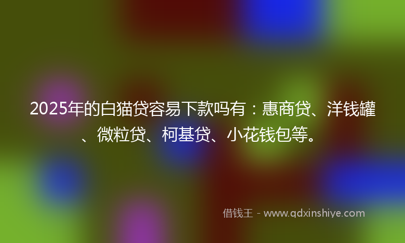 2025年的白猫贷容易下款吗有:惠商贷、洋钱罐、微粒贷、柯基贷、小花钱包等。