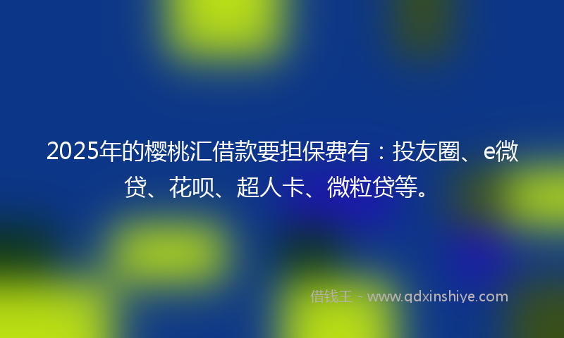 2025年的樱桃汇借款要担保费有：投友圈、e微贷、花呗、超人卡、微粒贷等。